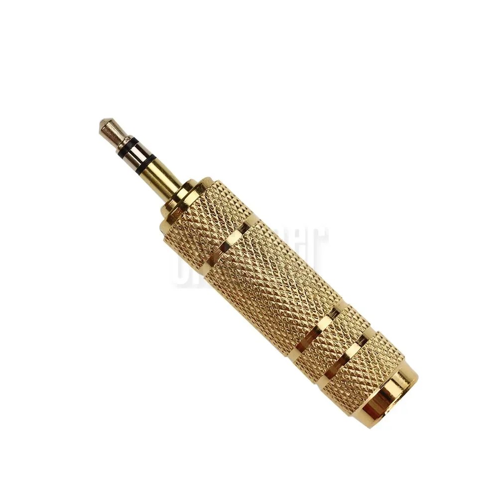 300pcs Gold 3.5mm Male To 6.35 Mm Female Jack Stereo Microphone Audio Adapter Converter for Headphone Mobile Phone PC