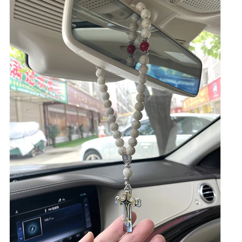 

Christian cross Jesus Prayer 33 beads rosary stainless steel car pednant car hanging