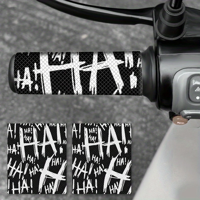 2Pcs/set 2D Flat HAHAHA Graffiti Letter Handlebar Stickers Waterproof Vinyl Decals for Motorcycle Bicycle Scooter DIY Decor