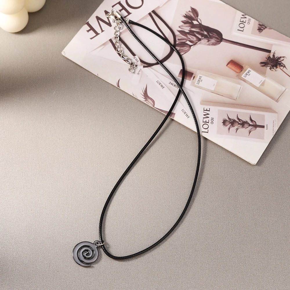 Aihua Hip-Hop-Halskette mit Herz-Sonnen-Stern-Anhänger in Gunmetal-Schwarz für Damen und Herren, Punk-Halskette mit schwarzem Seil, Choker, Halsschmuck, Geschenke – Detail 18