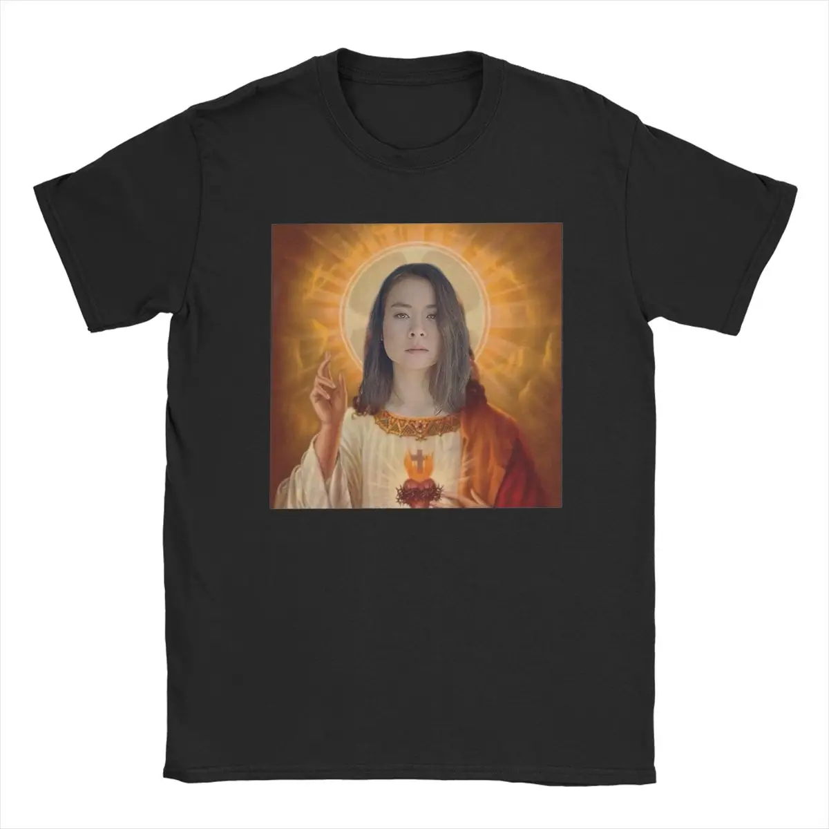 Men Saint Mitski Funny Meme T Shirt Pure Cotton Clothing Creative Short Sleeve Crewneck Tees Plus Size T-Shirts