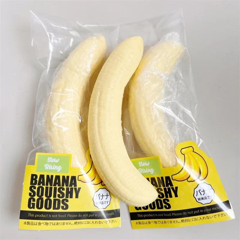 New Squishy Simulated Pulp Banana Squeeze Decor Soft Stress Relief Slow Rising Sensory Fidget for Anxiety Gifts for Kids Adult