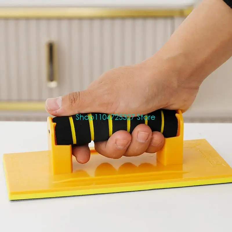 D8KF Adhesive-Face Sanding Block with Raised Covered Grip and Flat Base for Hand Sanding Across Wall Areas and Wood Project