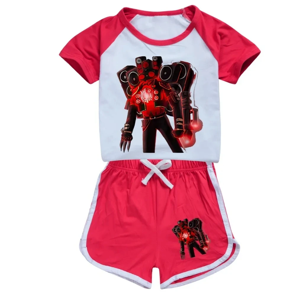 New Game Skibidi Toilet Merch T Shirt Kids Short Sleeve T-shirt Shorts Two Piece Sets Teenager Boys Sportsuit Girls Outfits