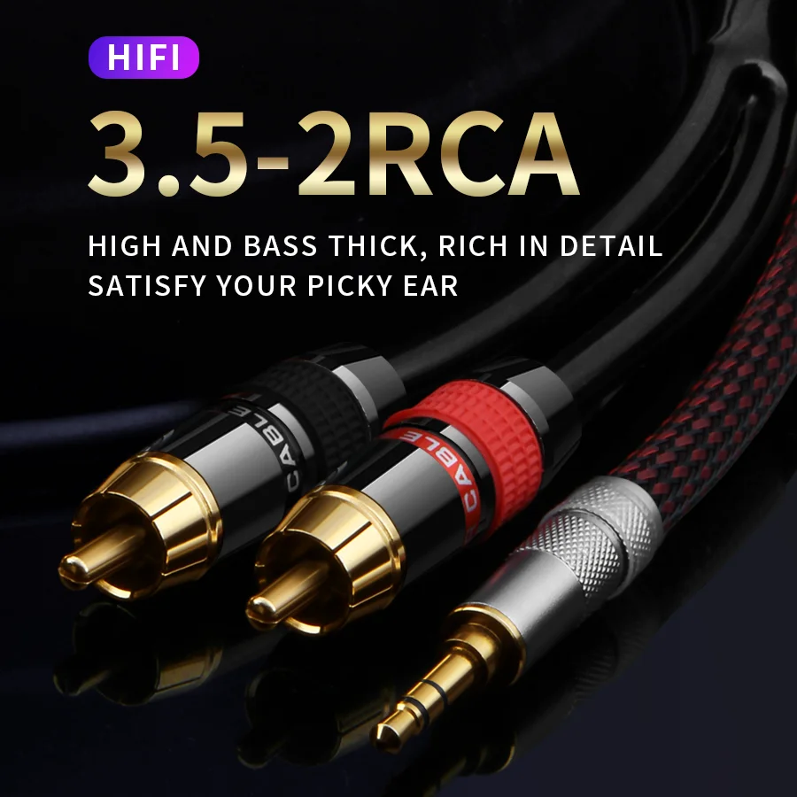 Rca Kabel 3.5Mm Naar 2rca Splitter Rca Jack 3.5 Kabel Rca Audio Kabel Voor Smartphone Versterker Home Theater Aux Kabel Rca