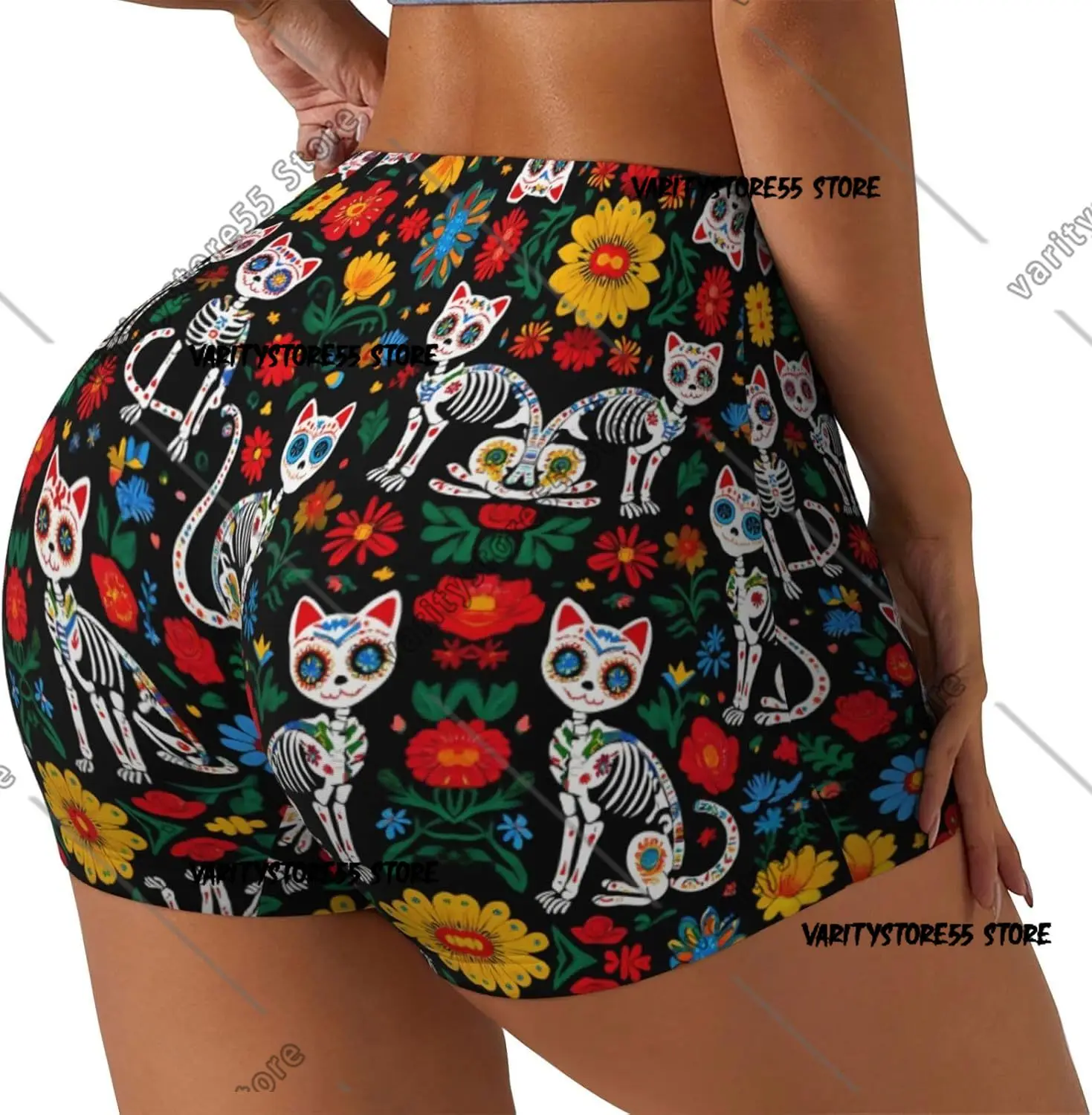 Leggings de Yoga taille haute squelette chat pour la course à pied, collants de Sport et de Fitness