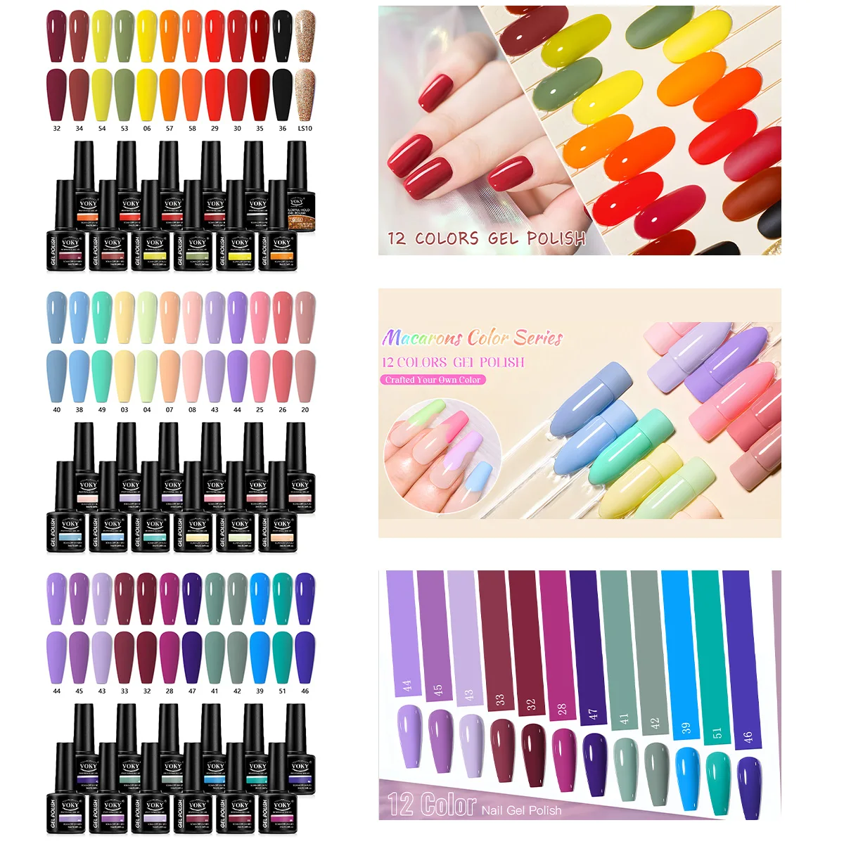 

VOKY 12-PACK Set of Nail Polish for DIY Nail Art Design, All Suitable for Decoration, Colored Gel Polish, Suitable for Beginners