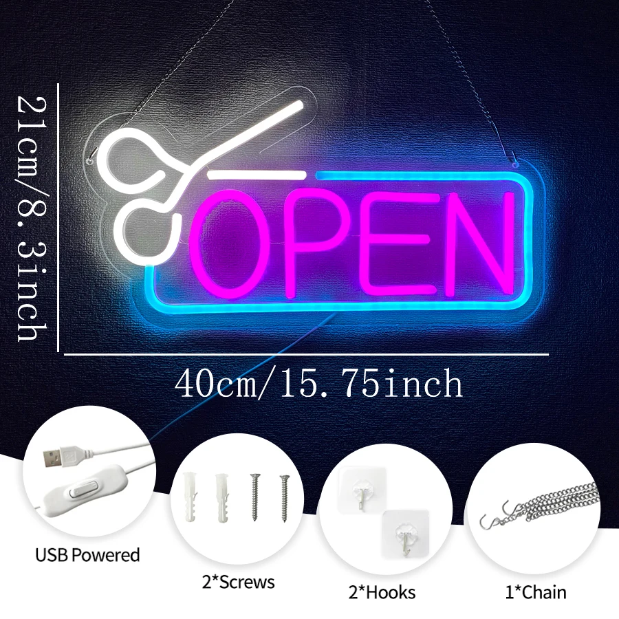 Hair Salon Neon Sign,Business Neon Lights LED Sign for Wall Decor,Haircut Neon Sign for Barber Shop Beauty Room Salon Decor