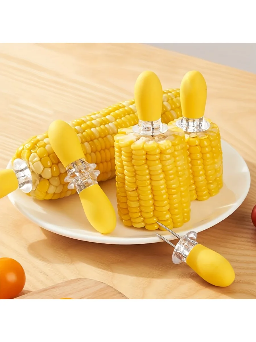 Fourchettes de barbecue à noyaux de maïs – Ustensiles de cuisine bicolores jaunes et noirs pour griller, frire et pâtisserie – Durable et facile à utiliser