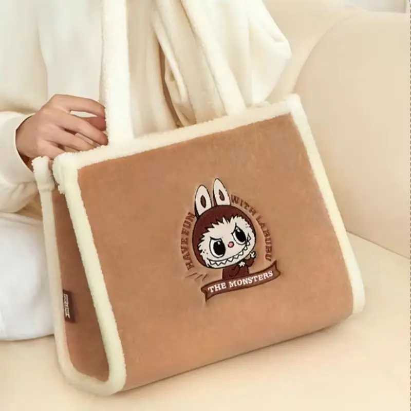 Hot Labubu Plush Tote Cartoon Winter Classics Series Bag Tote Bag Brown Lovely Trend Around Be All-Match Surprise Christmas Gift