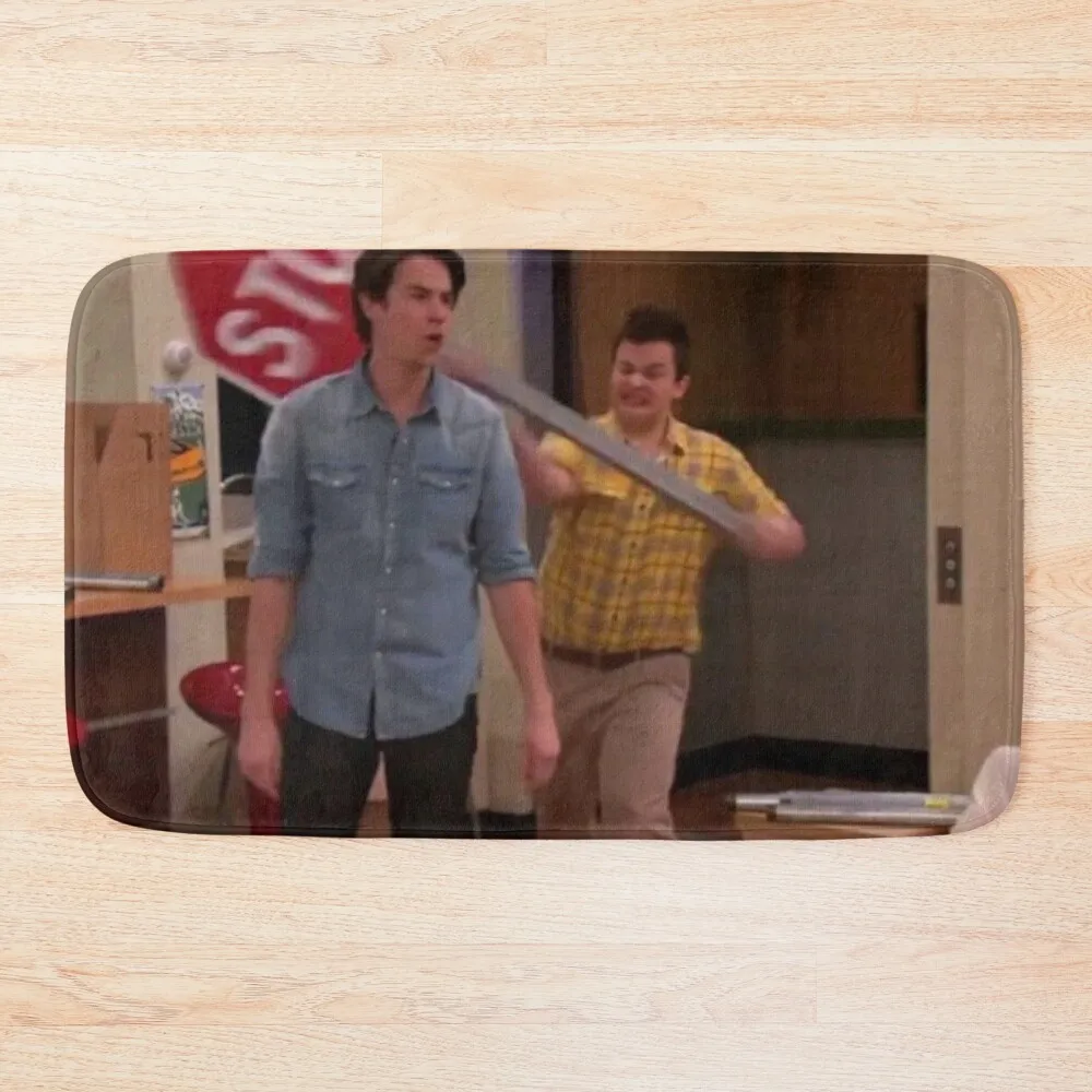 

Gibby Hitting Spencer with a Stop Sign Bath Mat Anti-Skid Shower Bathroom Supplies Mat