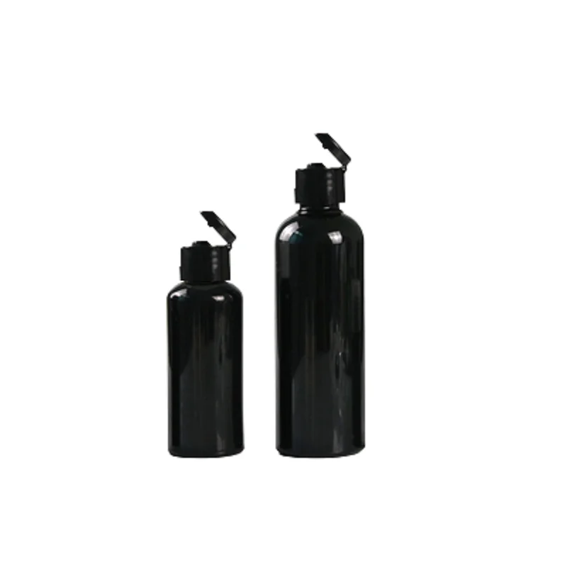 50Pcs Empty Black Plastic Bottle PET 10ML 20ML 30ML 50ML 100ML Flip Lid Portable Cosmetic Packaging Refillable Toner Bottles