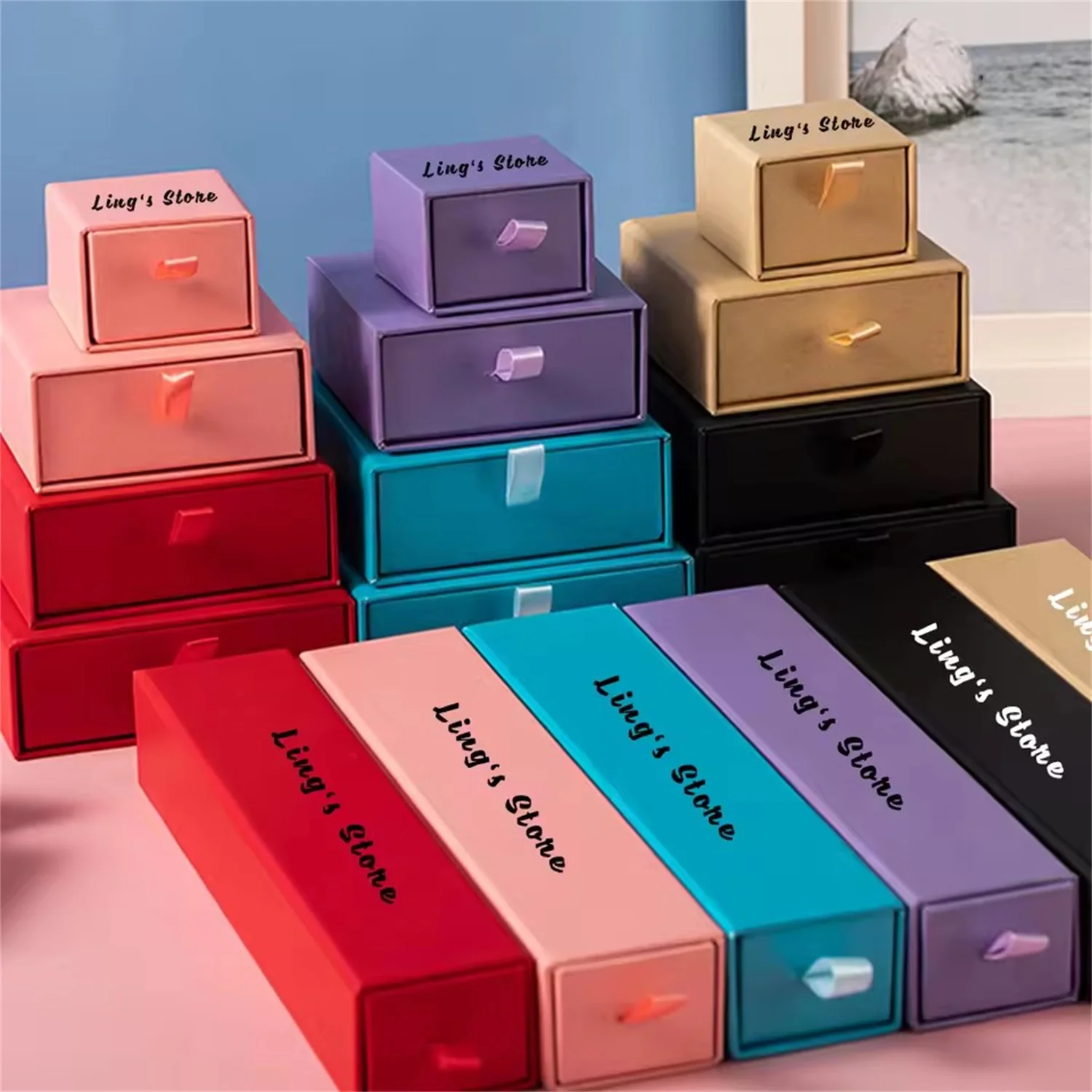 

24Pcs Personalized Jewlery Paper Drawer Box For Rings Earrings Bracelet Pendant Necklace Packaging Travel Gift Display Organizer