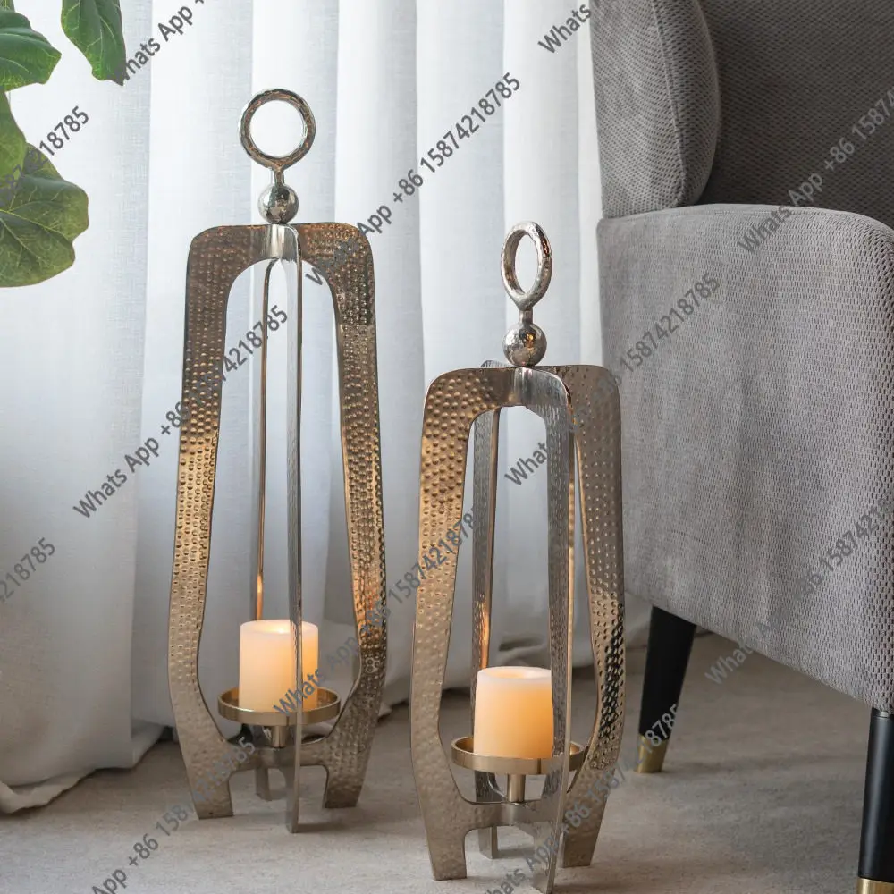 

Imported handmade aluminum light luxury wind lamp shaped base candle holder living room entrance ornament atmosphere candlelight