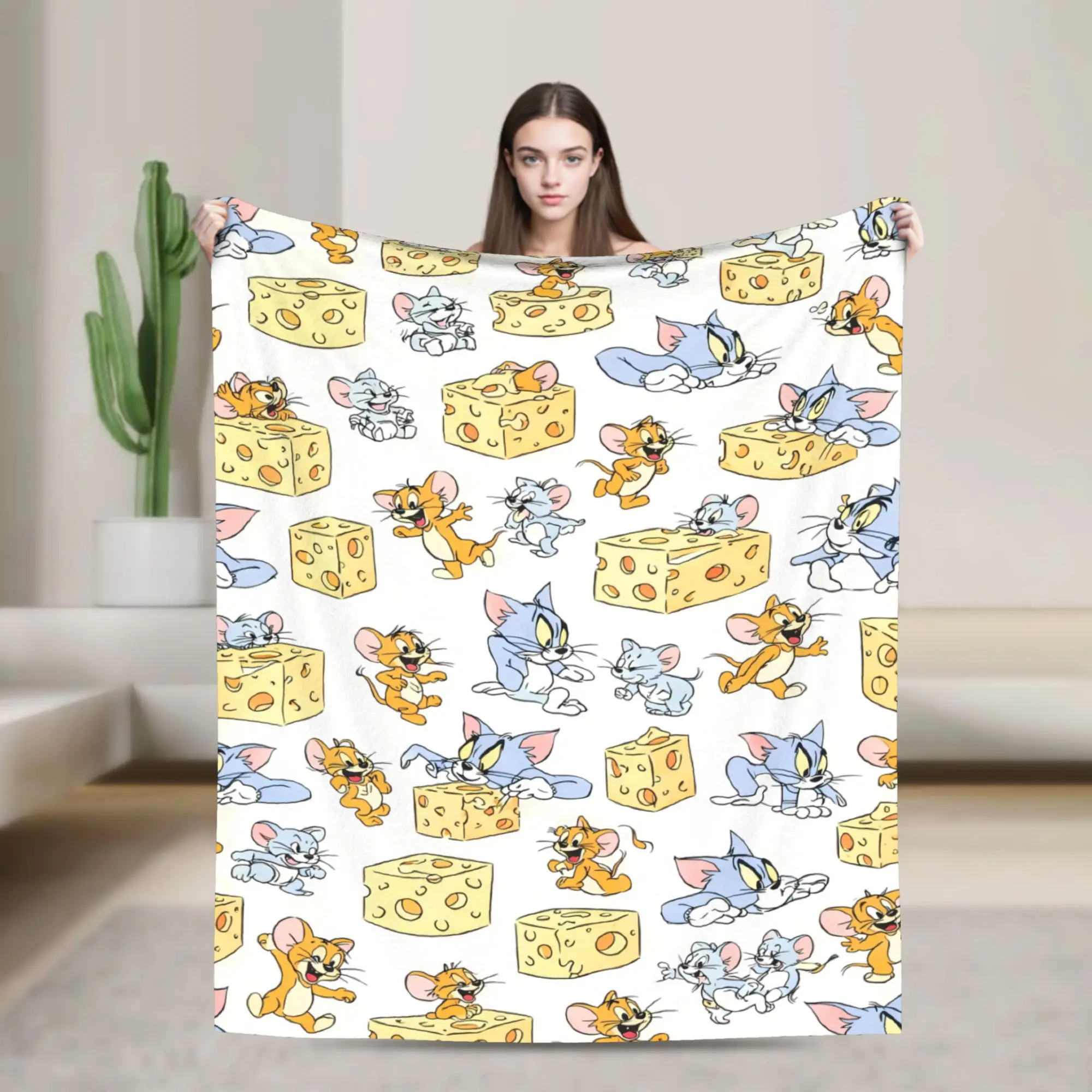 Tom Jerry Tiny Print Manga Super Warm Blanket  Kids Adult Plush Bedding Throws Funny Outdoor Flannel Bedspread Sofa Bed Cover