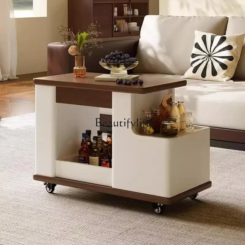 

ls 18Simple walnut mobile coffee table sofa trolley living room home