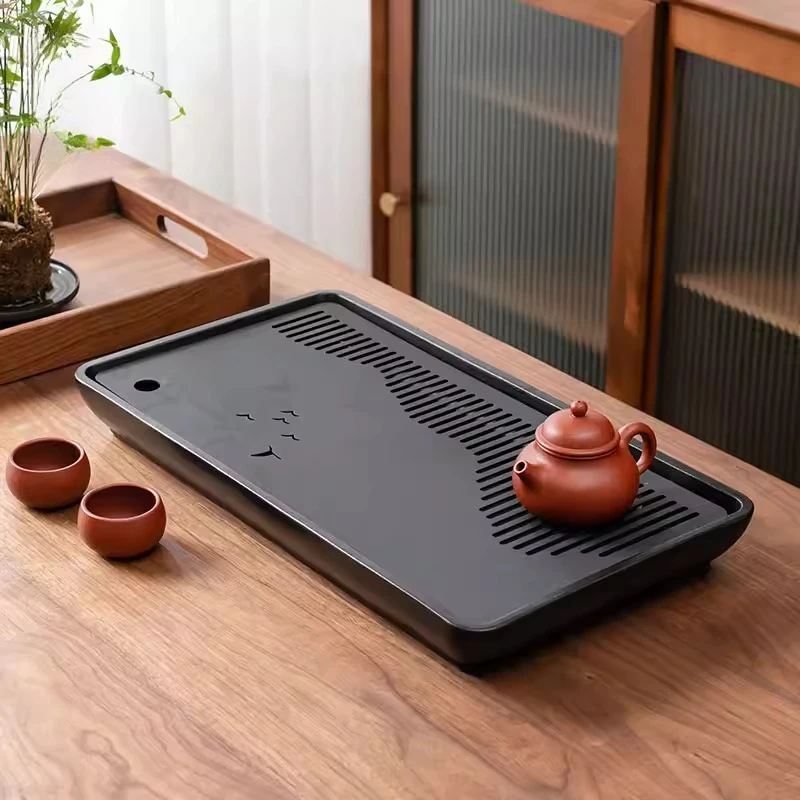 Ceramic Small Tea Tray Luxury Rectangular Serving Black Tea Tray Modern Living Room bandeija imperial antiga Rectangular Tray