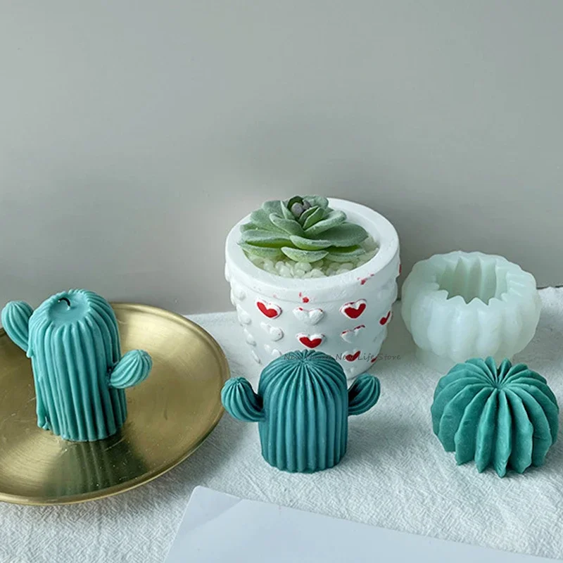 Moldes de vela perfumados de Cactus suculento DIY, planta de simulación linda, molde de silicona, flor, yeso, jabón, aromaterapia, fabricación de