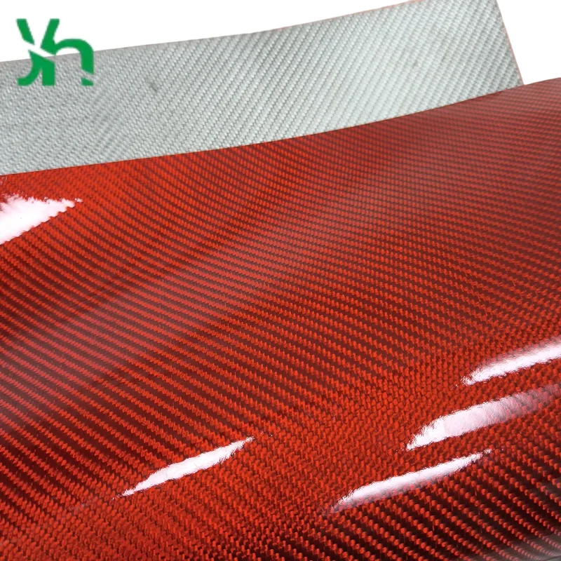 レッドシルバーメタリック3Kツイルカーボンファイバーシートソフトエポキシ樹脂パネル（車内装飾用）