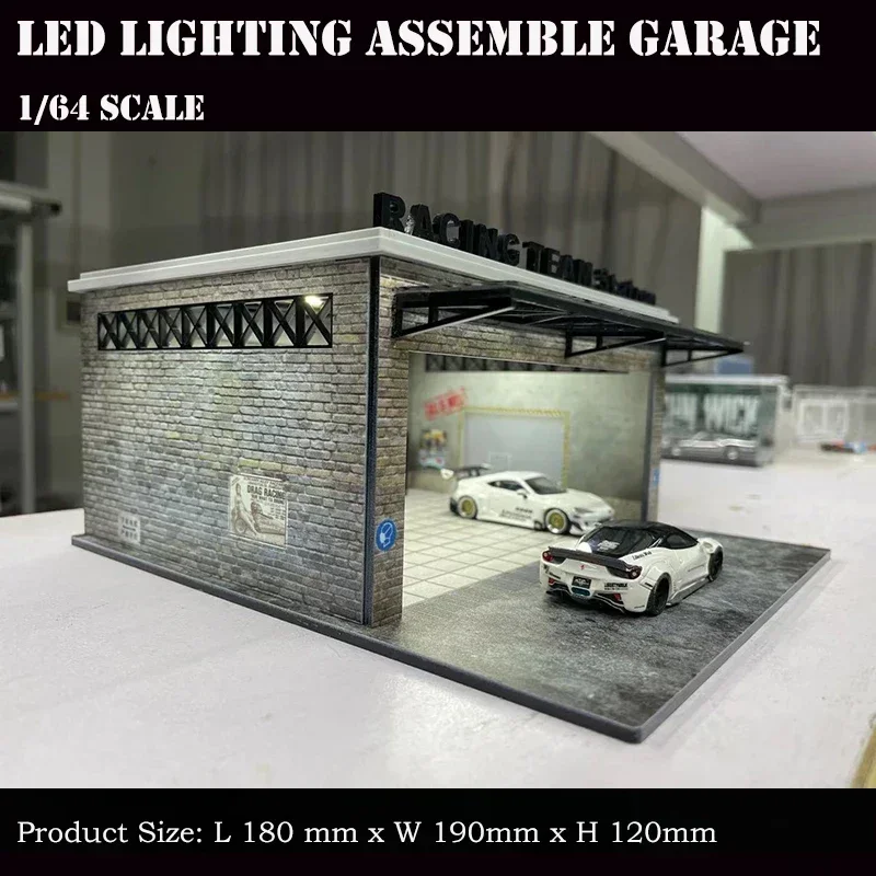 Assemble Diorama 1:64 LED Lighting Garage Model Car Parking Station - Grey