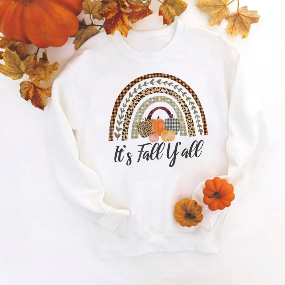 It\'s Fall Yall Thanksgiving Sweatshirt Fall Graphic Tops Clothes Fashion Retro Autumn Hoodie Pumpkin Spice Pullover Streetshirts