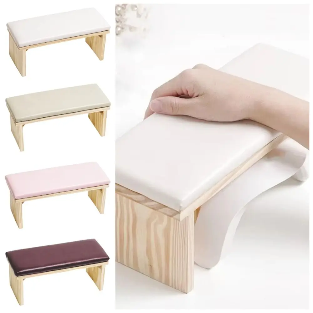 

Non-slip Manicure Hand Pillow Wood Stand PU Leather Nail Arm Rest Cushion Waterproof Ergonomic Nail Art Hand Cushion