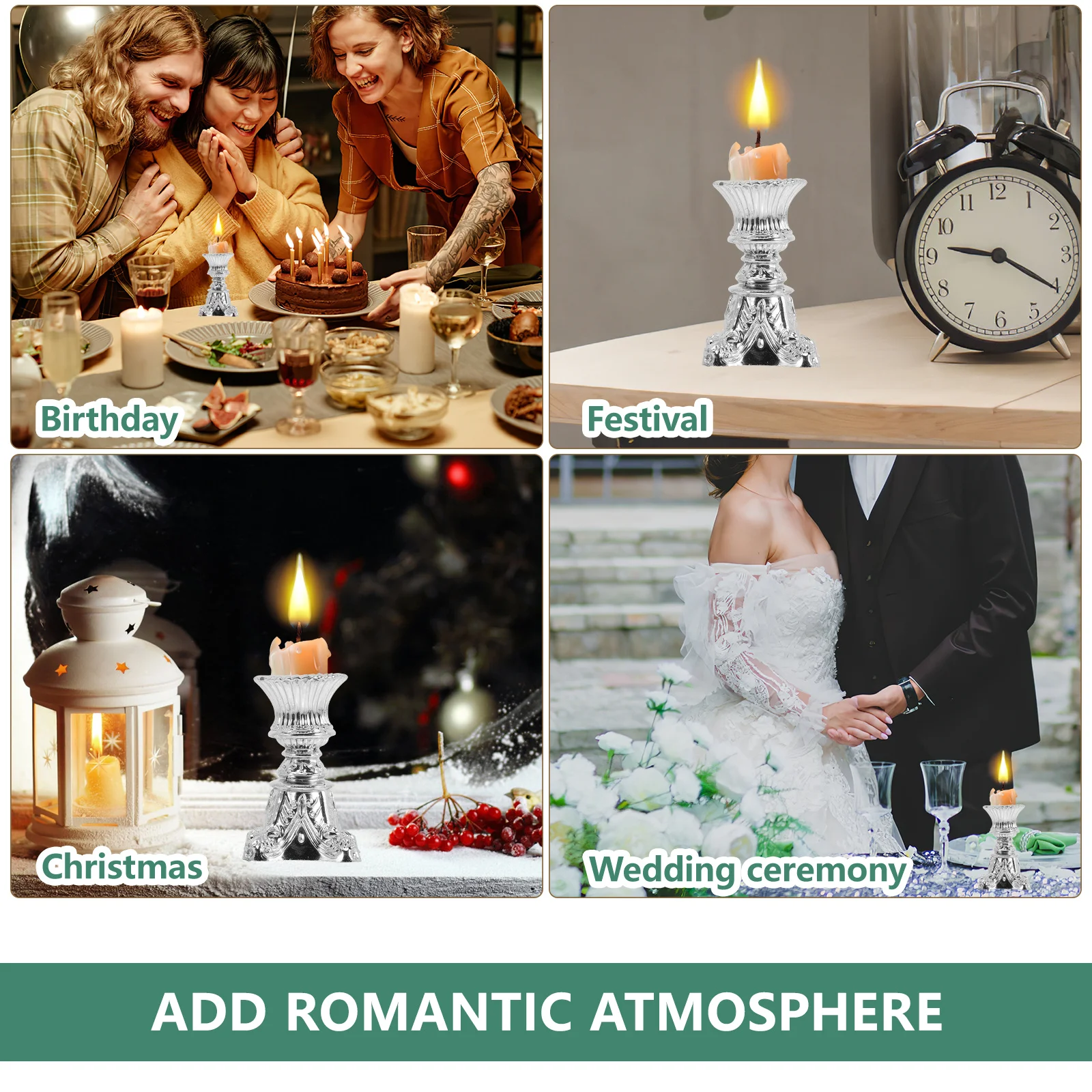 

12Pcs Tall Vintage Holder Pillar Candlestick Elegant Wedding Birthday Party Table Decoration Garden Party Decorations