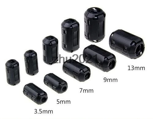 10pcs TDK 3.5mm/5mm/7mm/9mm/11mm/13mm Magnetic Ring Clip-on RFI EMI Filter Ferrite Core Around Black Gray