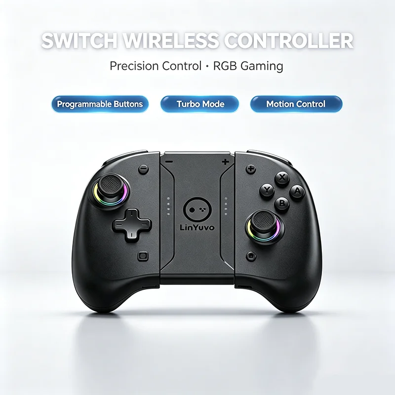 Joy Cons For Nintendo Switch Gaming Accessories with RGB Thumbstick, Programmable Buttons, Turbo, Motion Control, Ergonomic Game