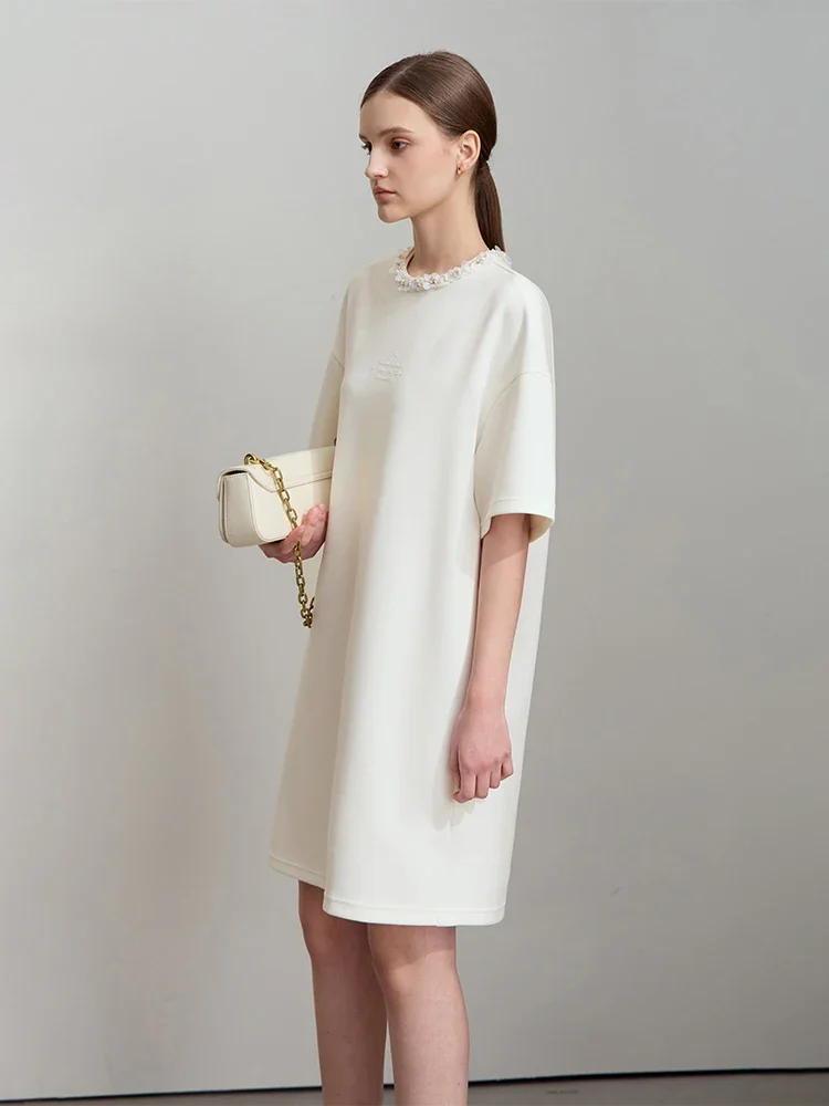 Amii Minimalist T shirt Dress For Women 2025 Autumn New Elegant Fashion O  Neck Short Sleeve Mid Length Knitted Dress 12511001 - AliExpress 200000345