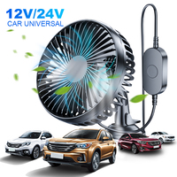 USB Windshield Desk Fan 12V/24V with Suction Cup Car Air Fan 360 Degree All-Round Mini Car Air Cooling Fan for Car Truck SUV RV