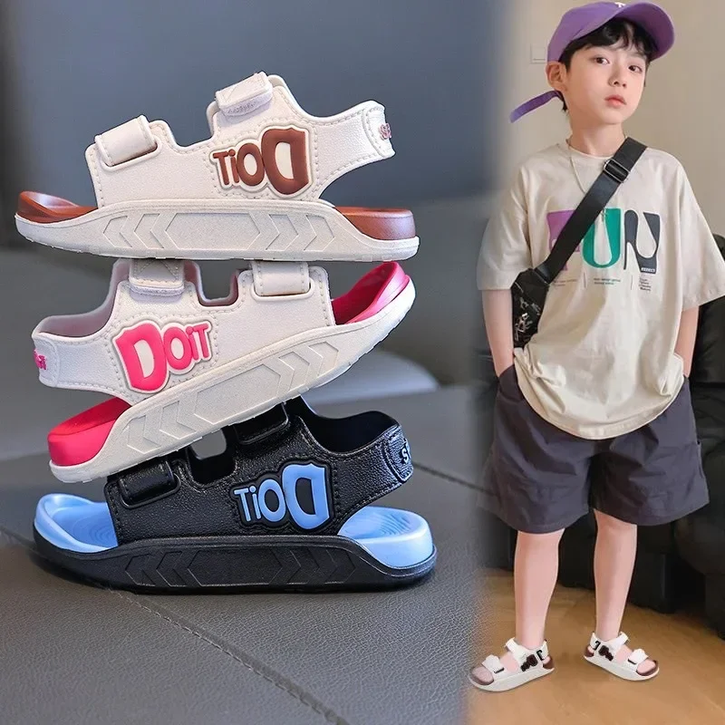 

Color Blocked Children Sandals Thick Soft Flat Shoes Kids Outdoor Beach Waterproofing Slippers Breathable Non Slip Sewing Thread