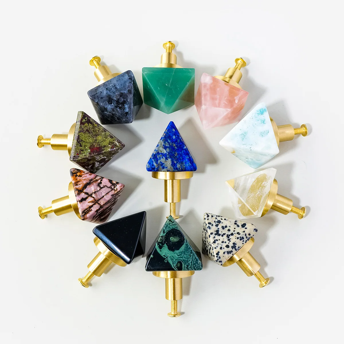 1 pc Natural Crystal Pyramid Wardrobe Drawer Brass Handle - Home Decor Small Handle Accessories
