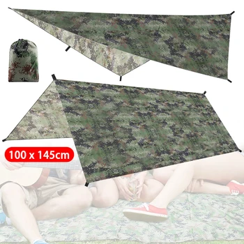 Outdoor Large Waterproof Camping Tent Tarp Shelter Hammock Awning Sun Shade Rain Fly Cover 100X145CM