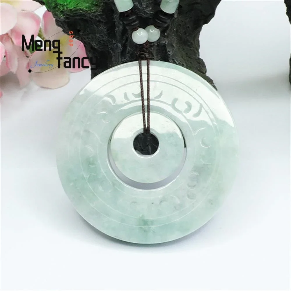 Natural Myanmar A-goods Jadeite Son Mother Button Exquisite Elegant Simple High-grade Pendant Antique Peace Button Holiday Gifts