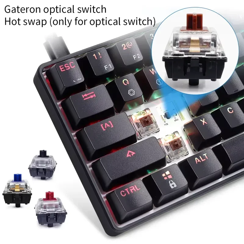 Dropshipping Skyloong Gk61 Sk61 Rgb 60% Mini Keyboard Gateron Optical Switch Gaming Mechanical Keyboard view 3