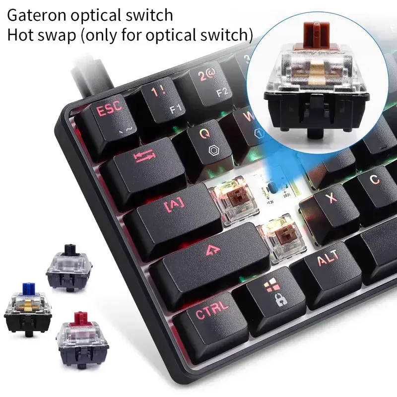Side view of the compact 60% keyboard layout