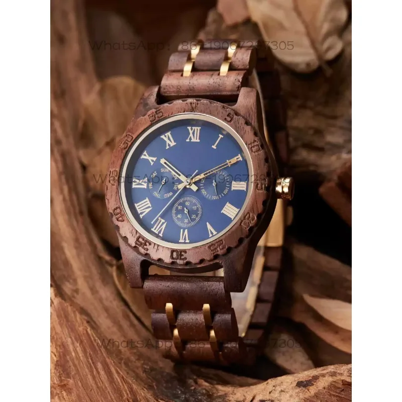 Walnut Watch Fashion Trend Japanese Movement Multifunctional Men's Quartz Wood Watch