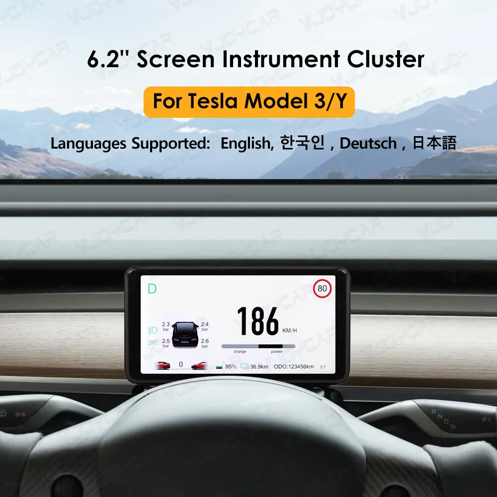 Vjoycar 6.2\'\' Inch Dashboard Cluster Instrument Model 3 Y HUD Screen HD LCD Speedometer For Tesla Modification Car Accessories