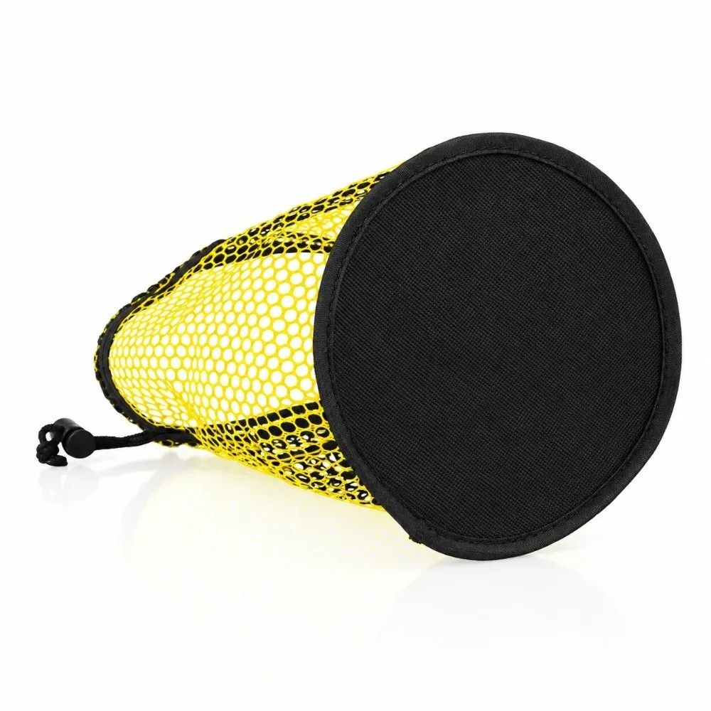 2PCS Polyester Mesh Fabric Golf Ball Storage Bag Adjustable Drawstring Lightweight Golf Ball Holder Yellow and Black Portable