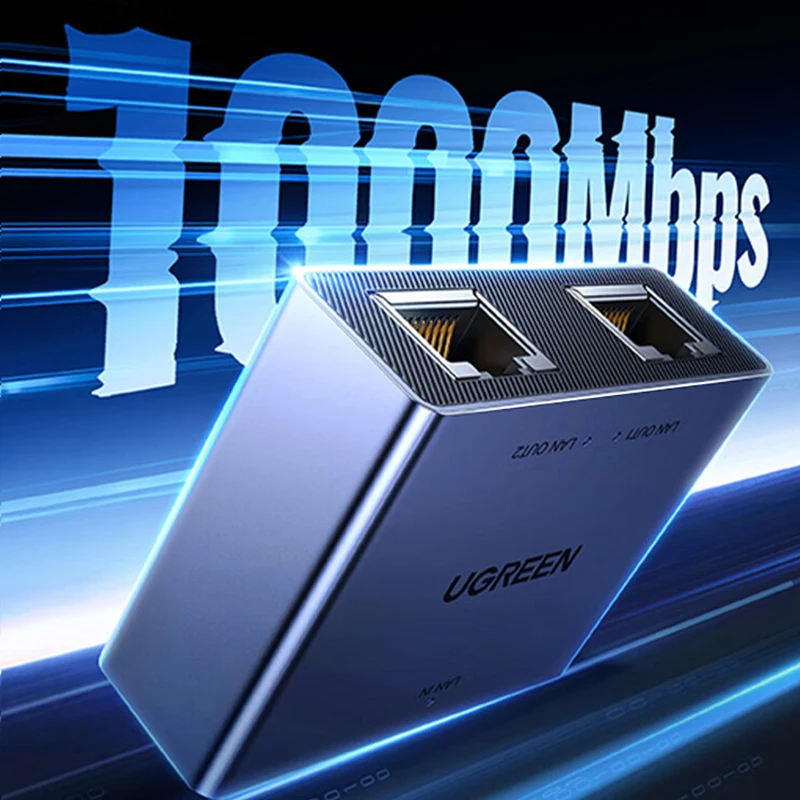 UGREEN 이더넷 스플리터 1000Mbps 이더넷 스플리터 1대2, 플러그 앤 플레이, 2개 장치 동시 네트워킹