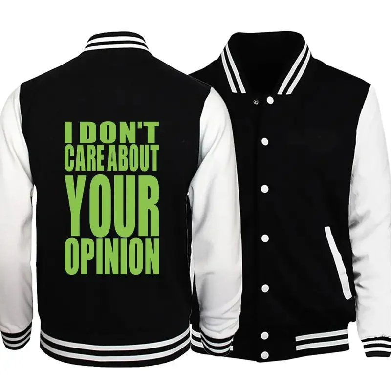 I Don'T Care About Your Opinion Print Jackets Autumn Casual Men'S Outerwear O-Neck Pocket Coats Loose Warm Comfortable Clothes