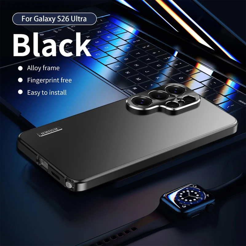

For Samsung Galaxy S26 Ultra Case Frosted PC+ Aluminum Alloy Metal Frame Skin Friendly Anti-Fingerprint Back Phone Cover