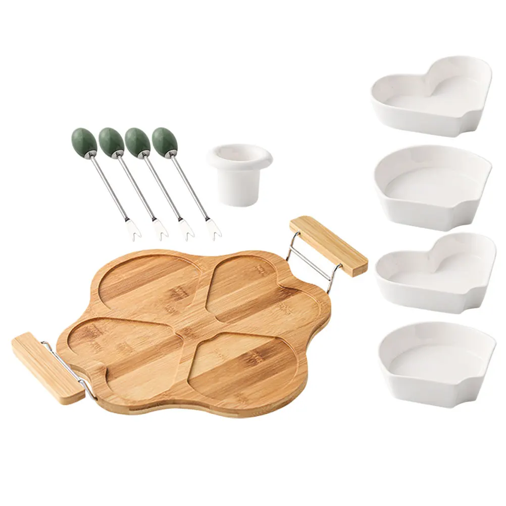 

Ceramic Divided Serving Dish Fruit Plate Food Tray Ktv Container Household Storage Bowl Snack Veggie Porcelain Compartment