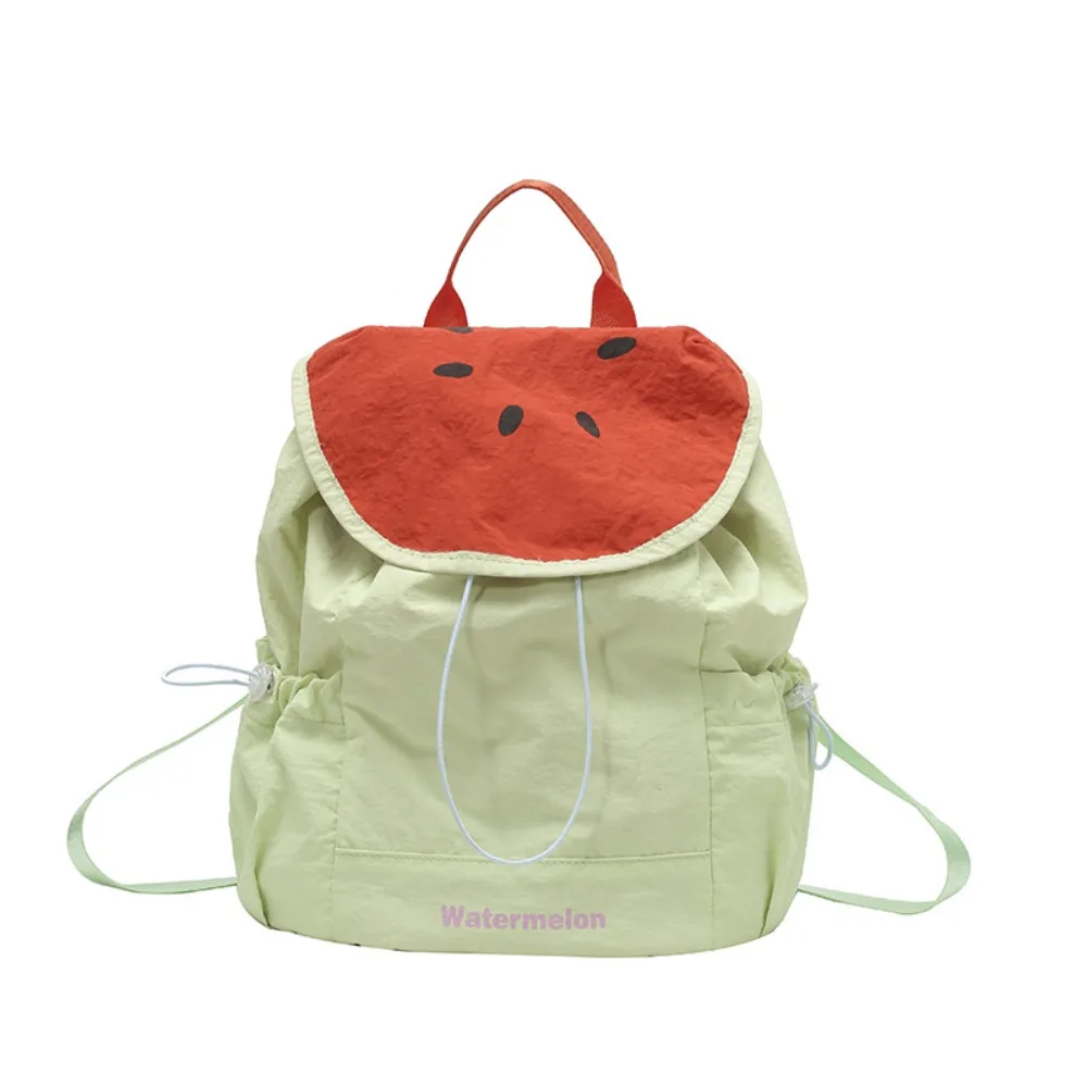 

Korean Style Outdoor Drawstring Backpack Dopamine Color Travel Fruit Nylon Backpack Commute Large Capacity Hiking Shoulder Bag