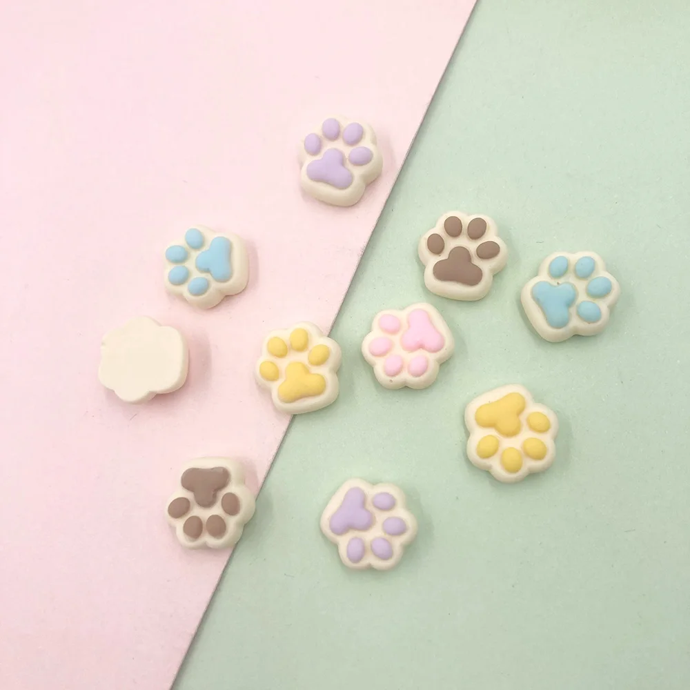 20Pcs Mixed Cute Resin Mini Cartoon Bear Paw Flat Back Cabochon Scrapbook Kawaii DIY Embellishments Jewelry Making Accessories