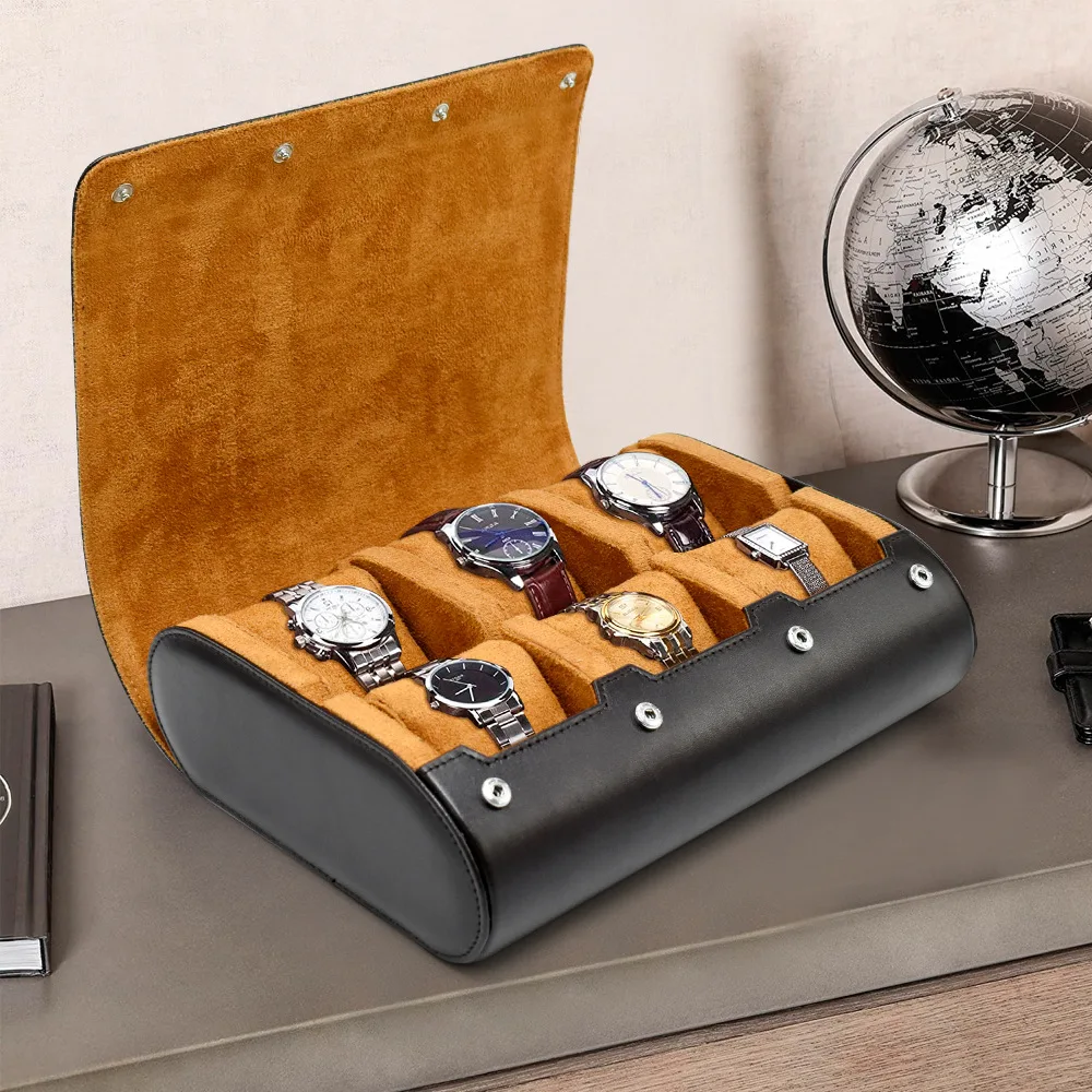 Watch Travel Case - for Men - for Women -Watch Roll Travel Case Organizer Display - Watch Case - 6 Slots Watch Box Organizer