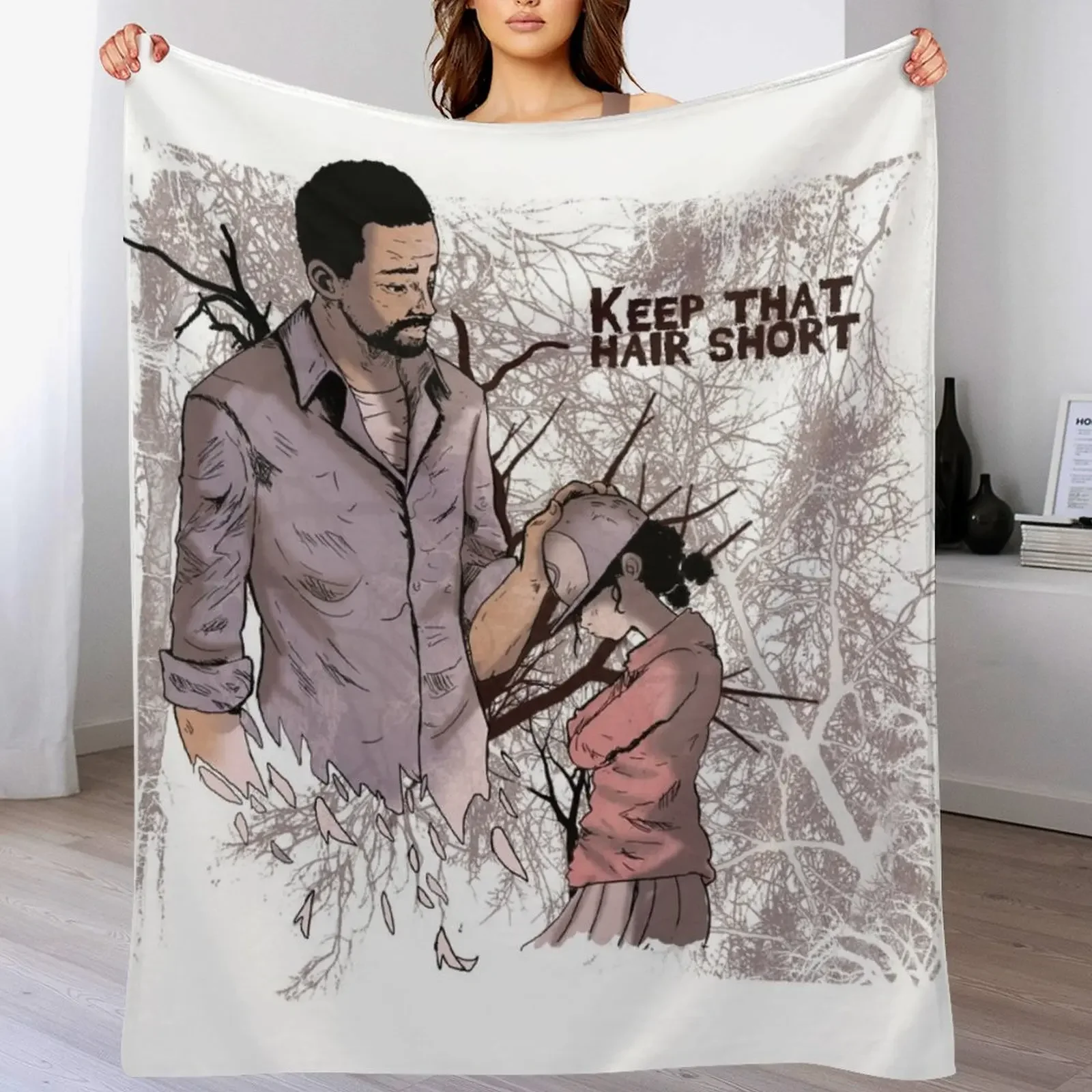 

Walking Dead - Lee and Clementine Throw Blanket Polar Large Cute Plaid Blankets For Sofas Blankets