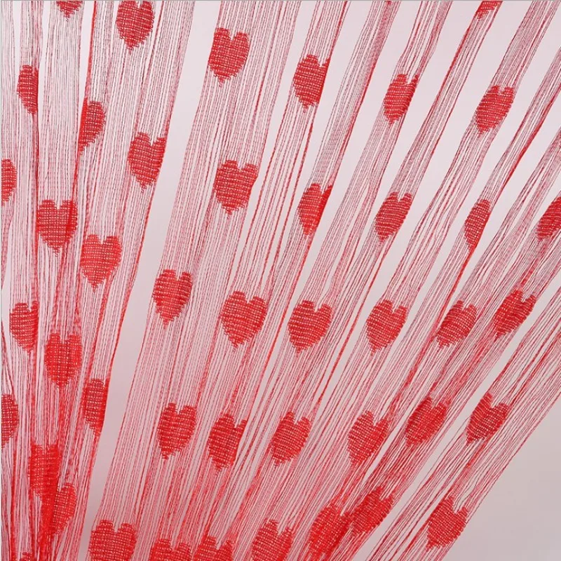 1x2 Meters Small Peach Heart Cord Curtain Partition Decoration Through Rod Curtain for Birthday Party Decoration Wedding Room