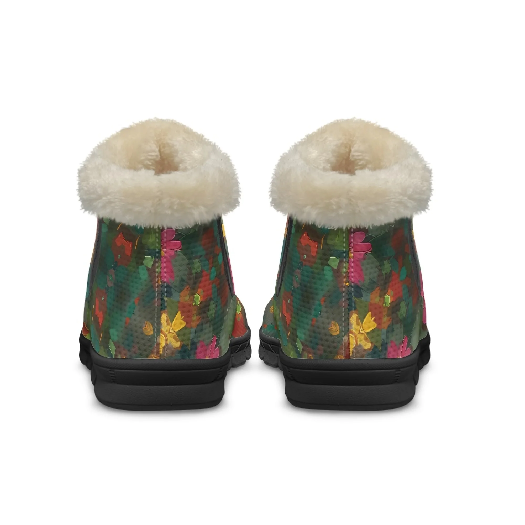 ELVISWORDS Cute Painted Corgi Sunflower Print Short Boots Women Ankle Snow Boots Warm Winter Shoes Soft Ladies Short Plush Shoes